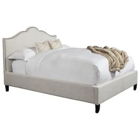 California King Upholstered Bed with Nailhead Trim